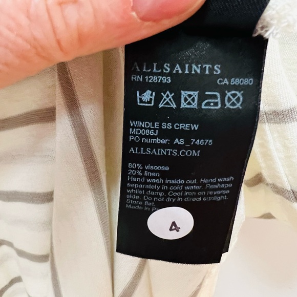 NWT All Saints Windle SS Crew Chalk/Mirage Blue Size Small - Picture 7 of 7